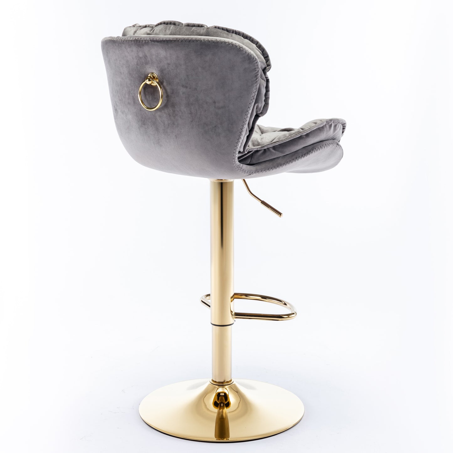Swivel Bar Stools Set of 2 Counter Height Adjustable Velvet Upholstery- Grey_5