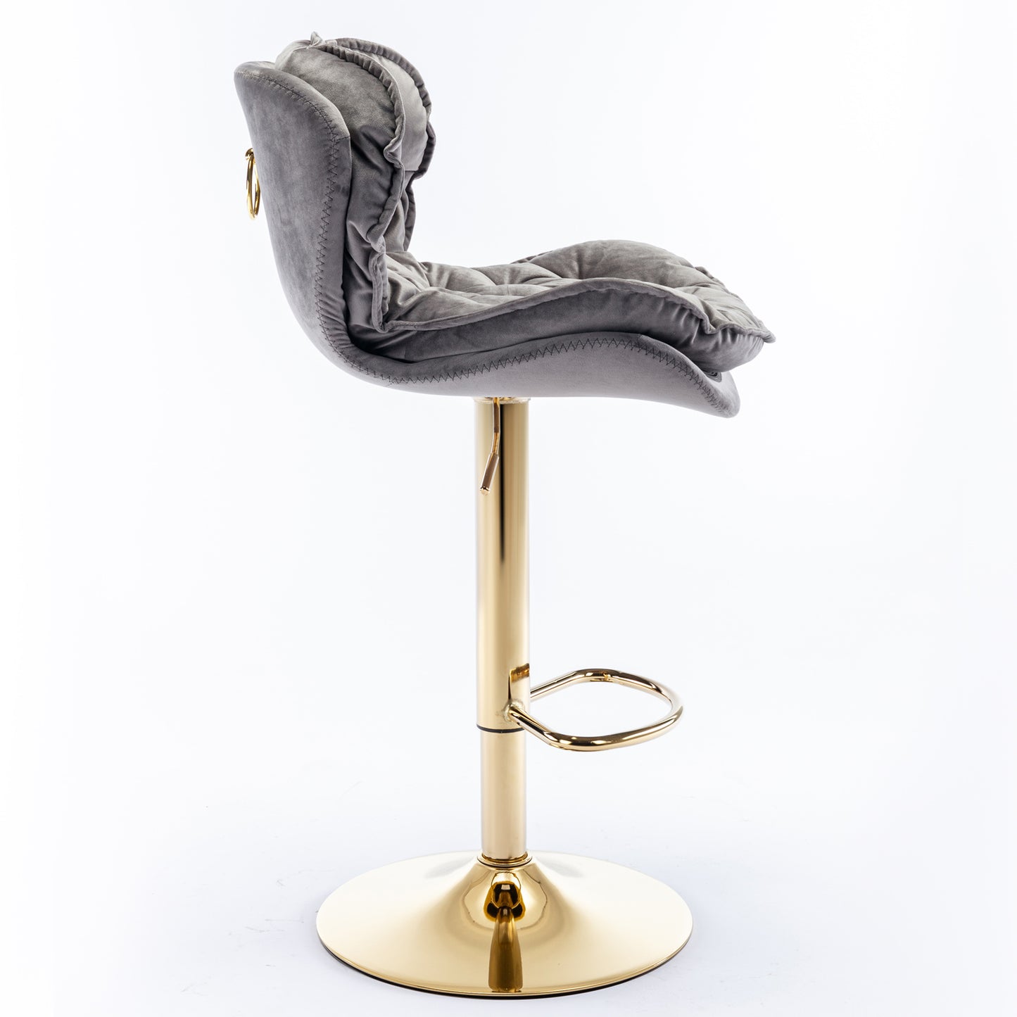 Swivel Bar Stools Set of 2 Counter Height Adjustable Velvet Upholstery- Grey_4