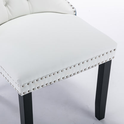 2 pcs High-End Tufted Modern Contemporary Leather Chair with Wooden Legs- Blue+White_15