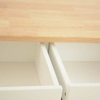 Rubber Wood Top Simple Design Mobile Kitchen Island with Two Lockable Wheels- White_12