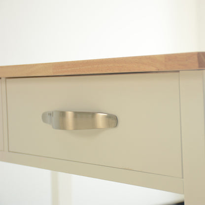 Rubber Wood Top Simple Design Mobile Kitchen Island with Two Lockable Wheels- White_17