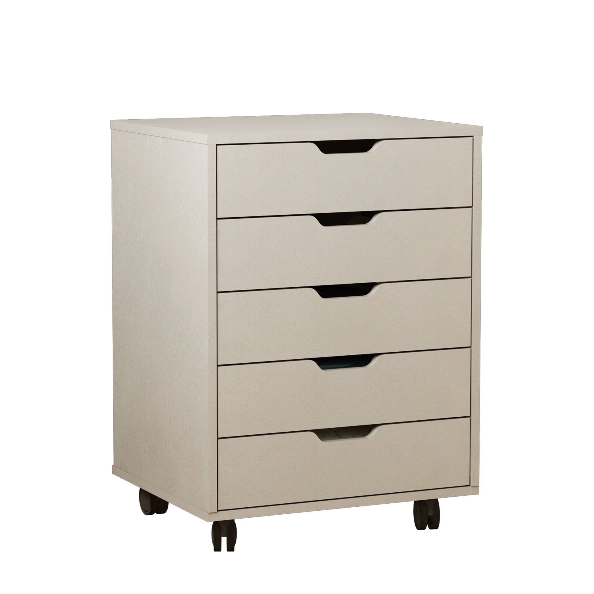 5 Drawers Small Rolling Office File Cabinet Organizer Printer Rack- White+Gray_11