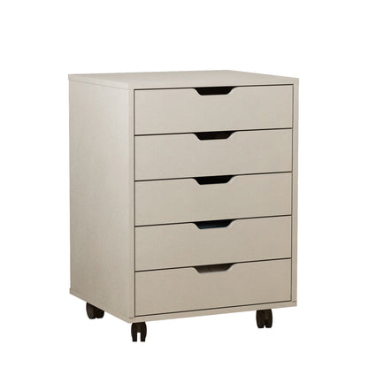 5 Drawers Small Rolling Office File Cabinet Organizer Printer Rack- White+Gray_11