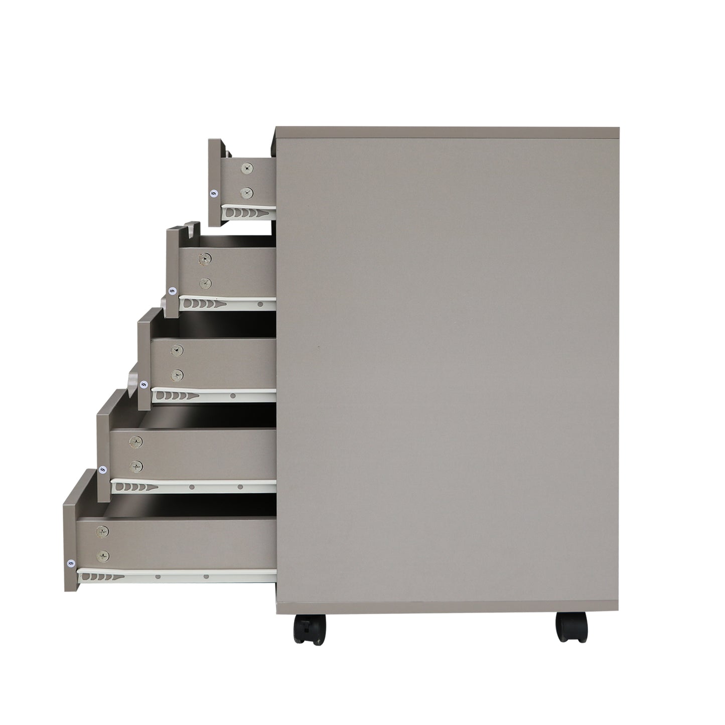 5 Drawers Small Rolling Office File Cabinet Organizer Printer Rack- White+Gray_10