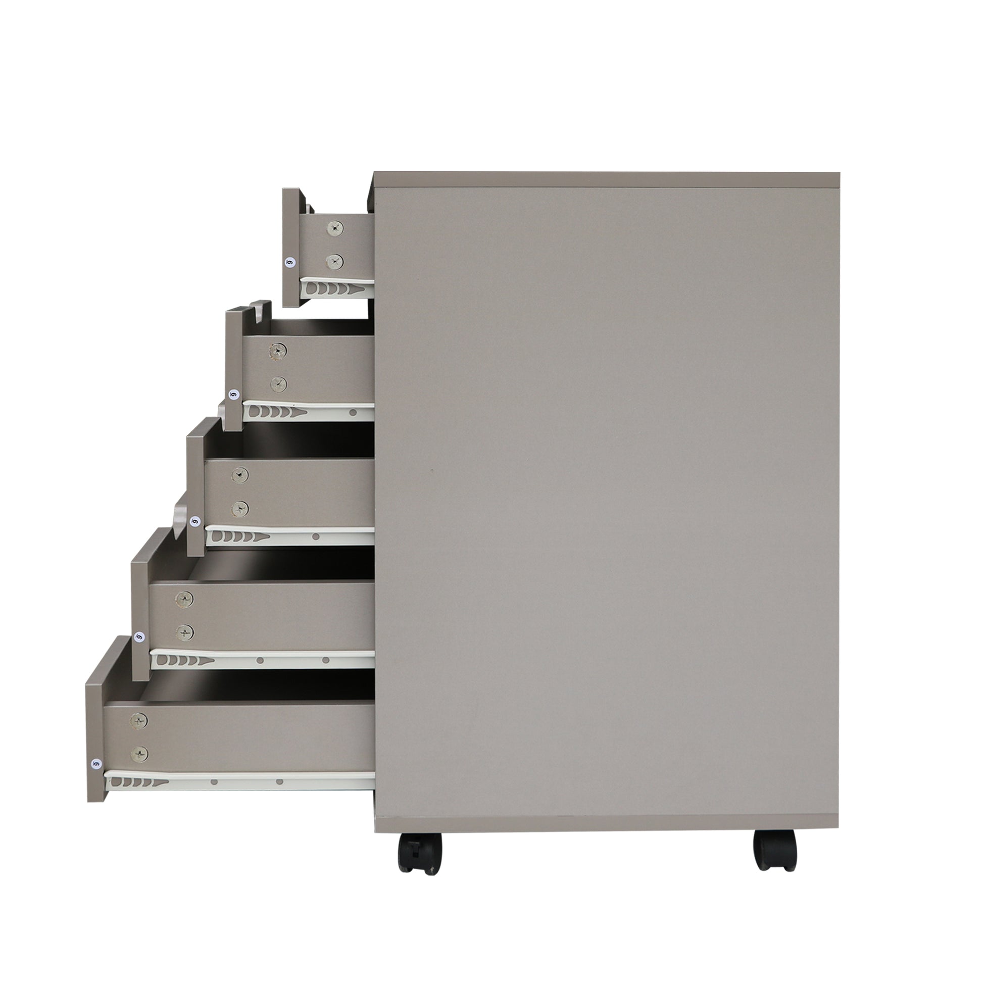 5 Drawers Small Rolling Office File Cabinet Organizer Printer Rack- White+Gray_10