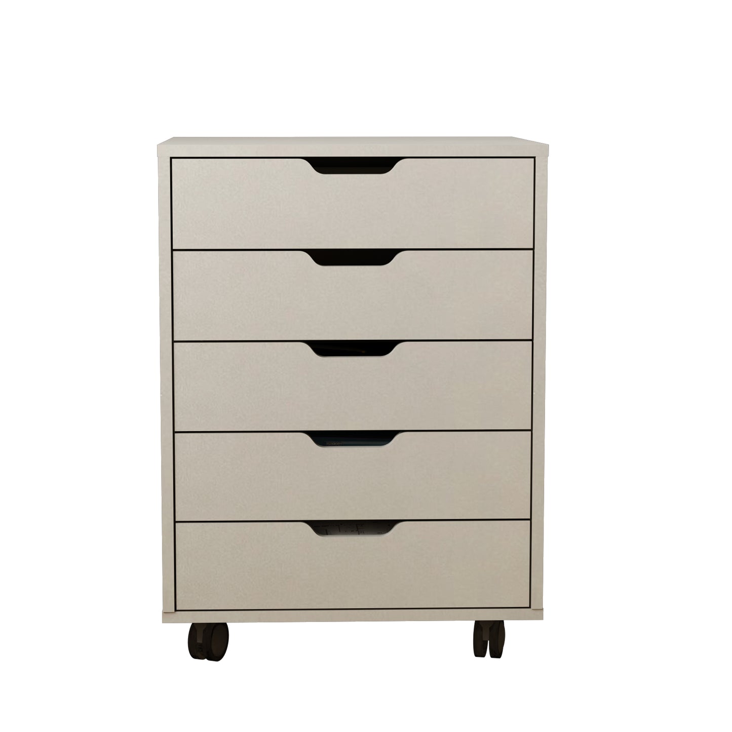 5 Drawers Small Rolling Office File Cabinet Organizer Printer Rack- White+Gray_5