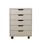 5 Drawers Small Rolling Office File Cabinet Organizer Printer Rack- White+Gray_5