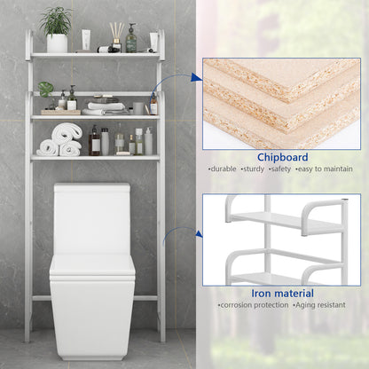 Over the Toilet Bathroom Storage Shelf Small Space Organizer- Cream White_6