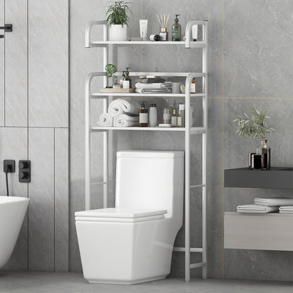 Over the Toilet Bathroom Storage Shelf Small Space Organizer- Cream White_2