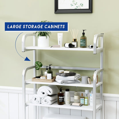 Over the Toilet Bathroom Storage Shelf Small Space Organizer- Cream White_7