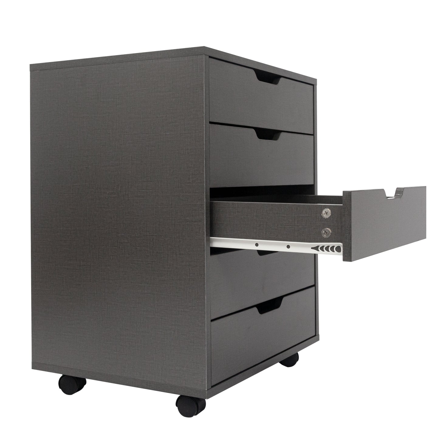5 Drawers Small Rolling Office File Cabinet Organizer Printer Rack- Dark Gray_13