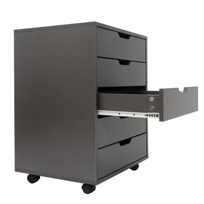5 Drawers Small Rolling Office File Cabinet Organizer Printer Rack- Dark Gray_13