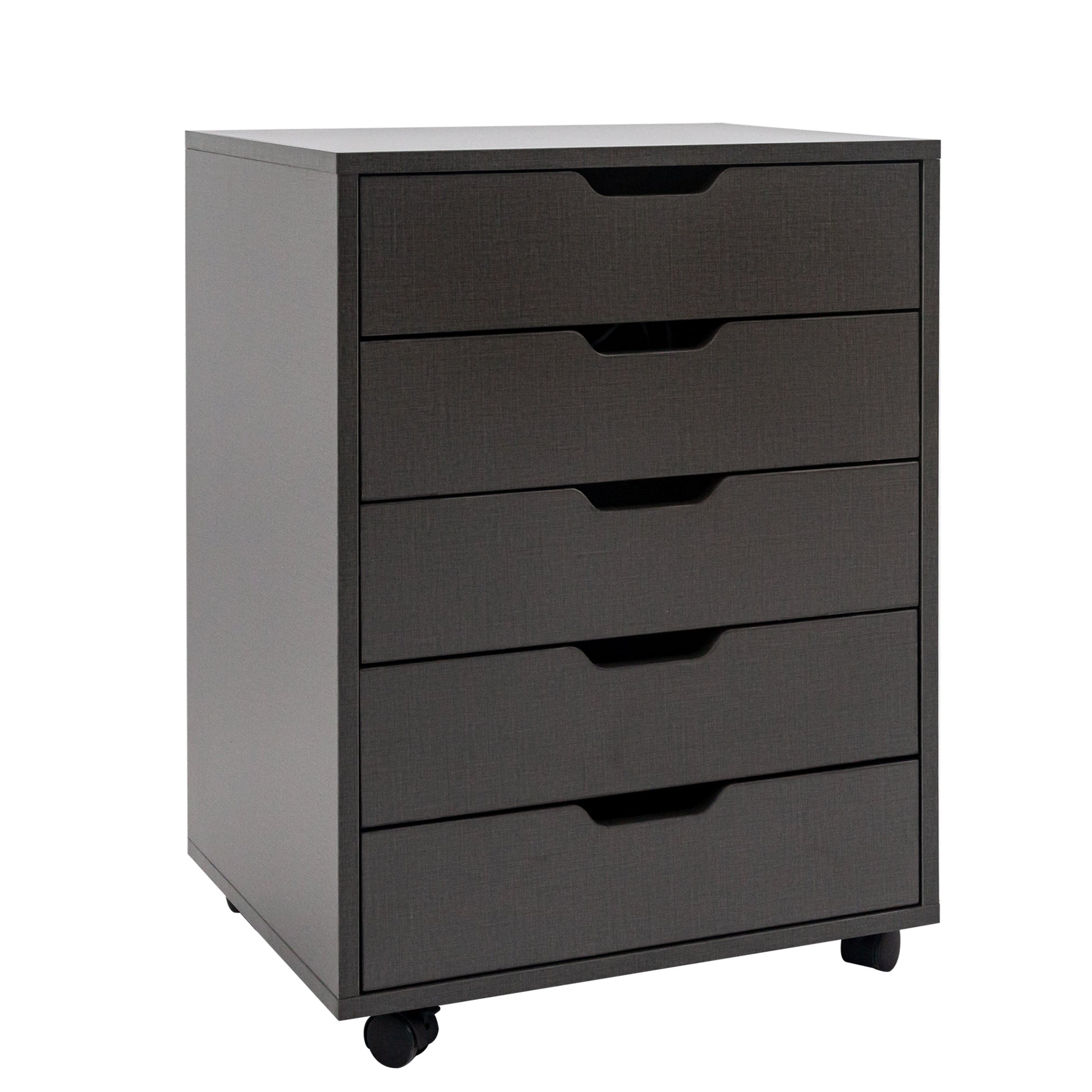 5 Drawers Small Rolling Office File Cabinet Organizer Printer Rack- Dark Gray_16