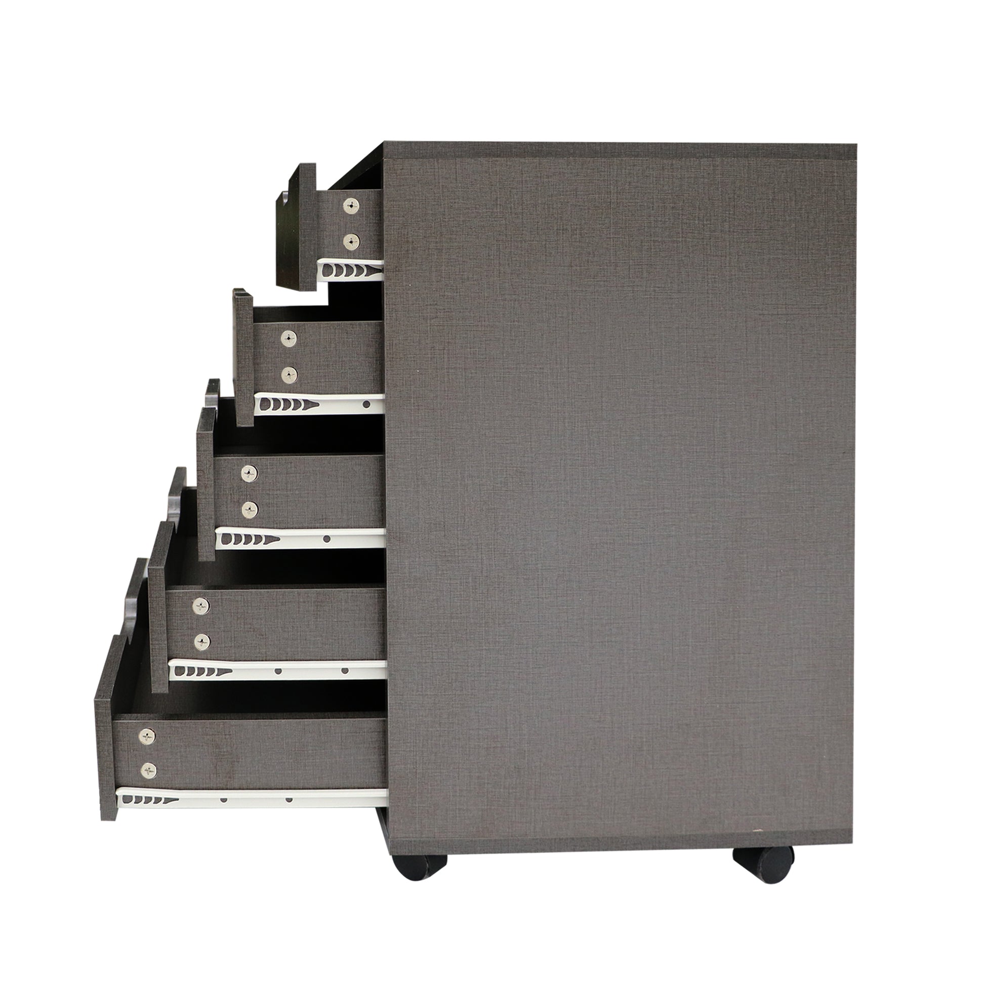 5 Drawers Small Rolling Office File Cabinet Organizer Printer Rack- Dark Gray_5