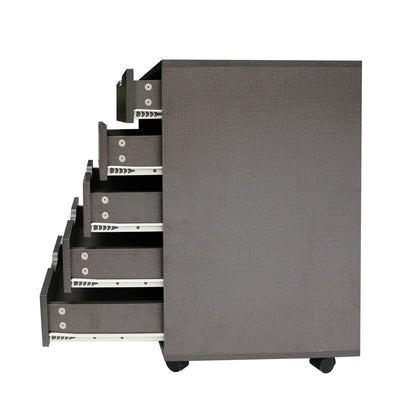 5 Drawers Small Rolling Office File Cabinet Organizer Printer Rack- Dark Gray_5