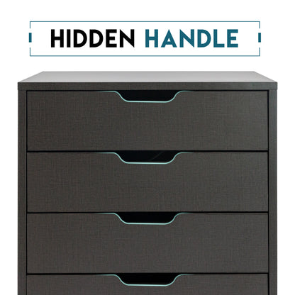 5 Drawers Small Rolling Office File Cabinet Organizer Printer Rack- Dark Gray_12