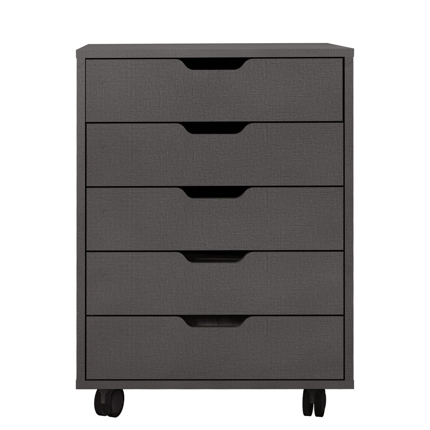 5 Drawers Small Rolling Office File Cabinet Organizer Printer Rack- Dark Gray_15