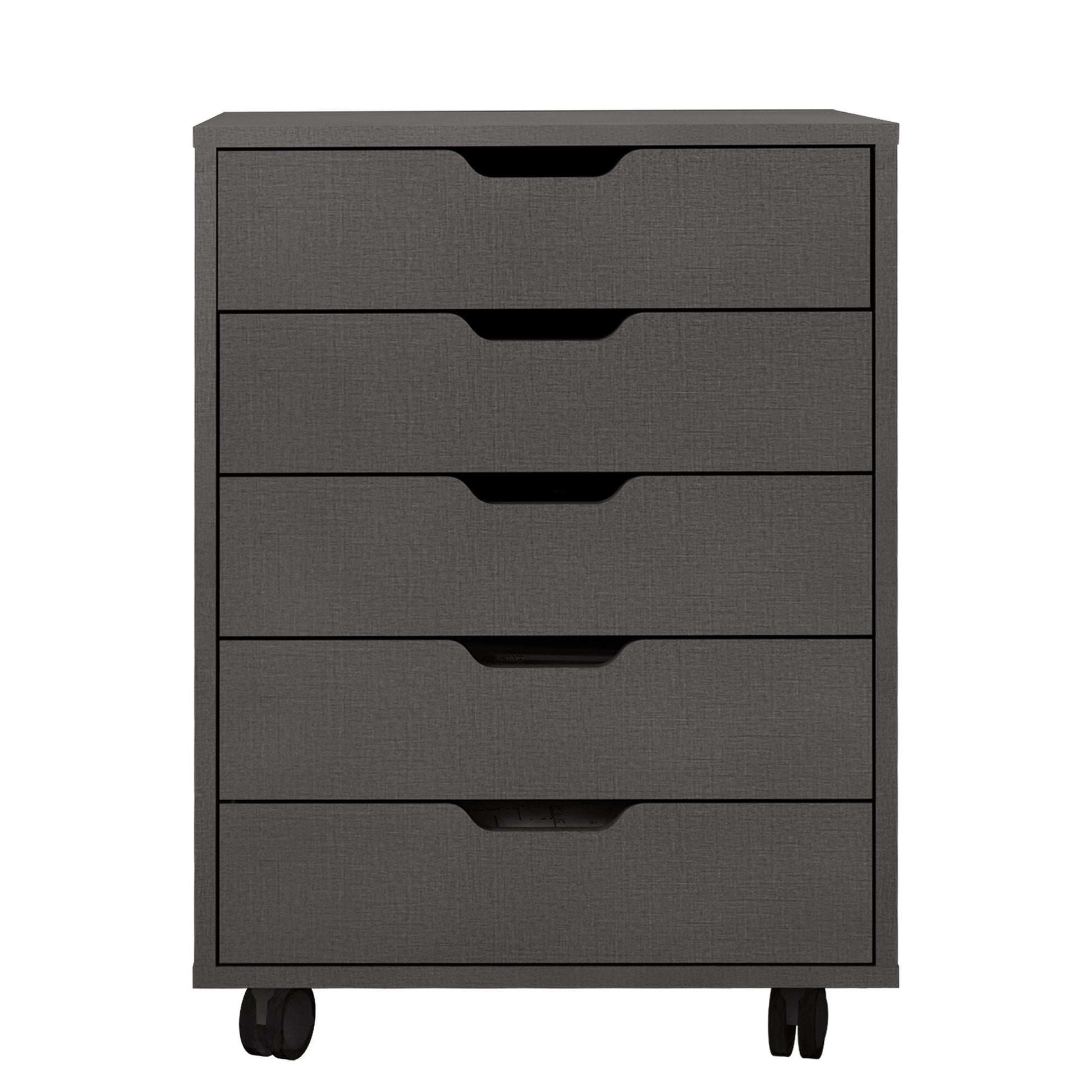 5 Drawers Small Rolling Office File Cabinet Organizer Printer Rack- Dark Gray_15