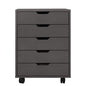 5 Drawers Small Rolling Office File Cabinet Organizer Printer Rack- Dark Gray_15