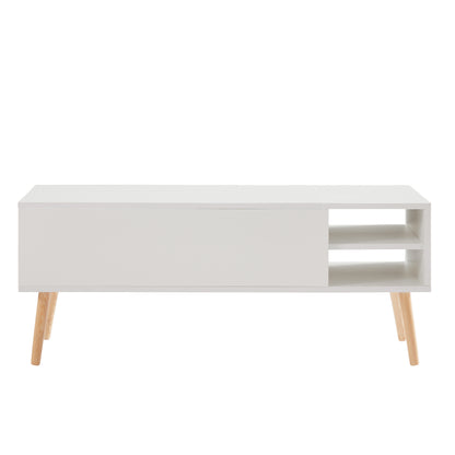Lifting Top Living Room Coffee Table and Hidden Storage Cabinet- Matte White_14