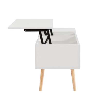Lifting Top Living Room Coffee Table and Hidden Storage Cabinet- Matte White_11