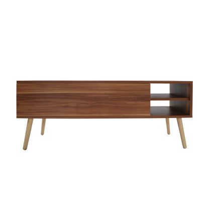 Lifting Top Living Room Coffee Table and Hidden Storage Cabinet- Brown+Beige_14