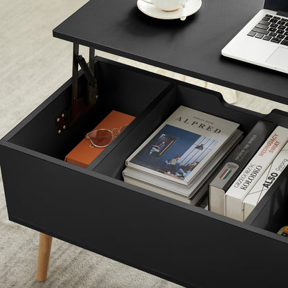 Lifting Top Living Room Coffee Table and Hidden Storage Cabinet- Antique Black_3
