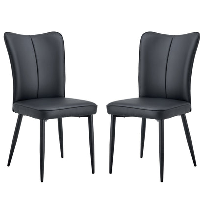 Simple Design PU Leather Upholstered Modern Kitchen Dining Chair- Black_4