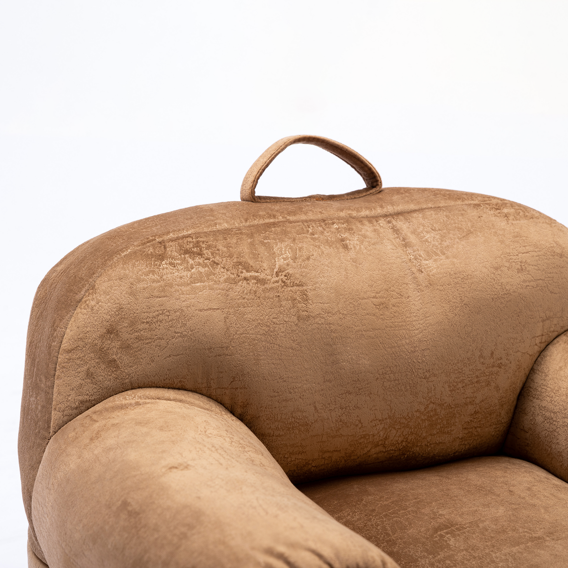 Indoor Use Memory Foam Stuffed Velvet Bean Bag Chair for Children- Brown_2