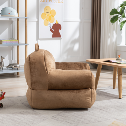 Indoor Use Memory Foam Stuffed Velvet Bean Bag Chair for Children- Brown_4