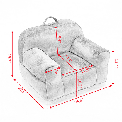 Indoor Use Memory Foam Stuffed Velvet Bean Bag Chair for Children- Brown_12