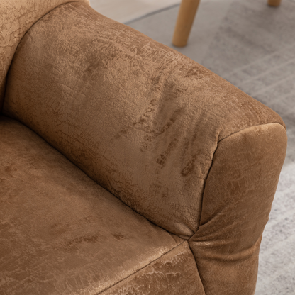 Indoor Use Memory Foam Stuffed Velvet Bean Bag Chair for Children- Brown_13