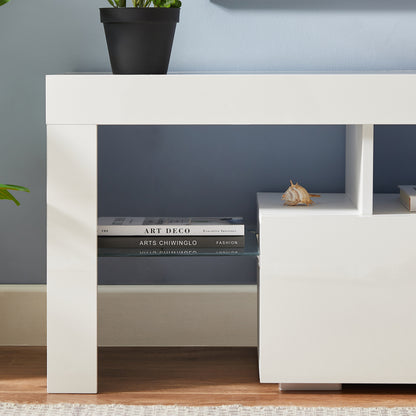 Modern TV Console Storage Media TV Organizing Cabinet Worktop- White_3
