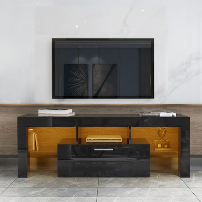 Modern TV Console Storage Media TV Organizing Cabinet Worktop- Black_1