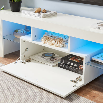Modern TV Console Storage Media TV Organizing Cabinet Worktop- White_6