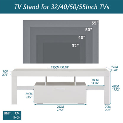 Modern TV Console Storage Media TV Organizing Cabinet Worktop- White_4