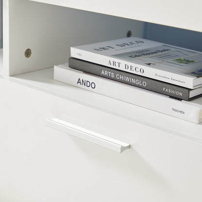 Modern TV Console Storage Media TV Organizing Cabinet Worktop- White_10