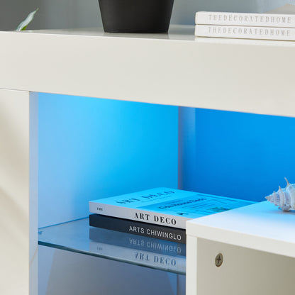 Modern TV Console Storage Media TV Organizing Cabinet Worktop- White_11