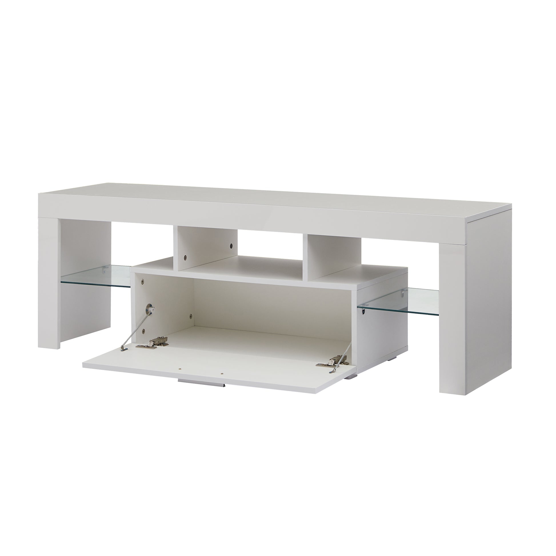 Modern TV Console Storage Media TV Organizing Cabinet Worktop- White_14