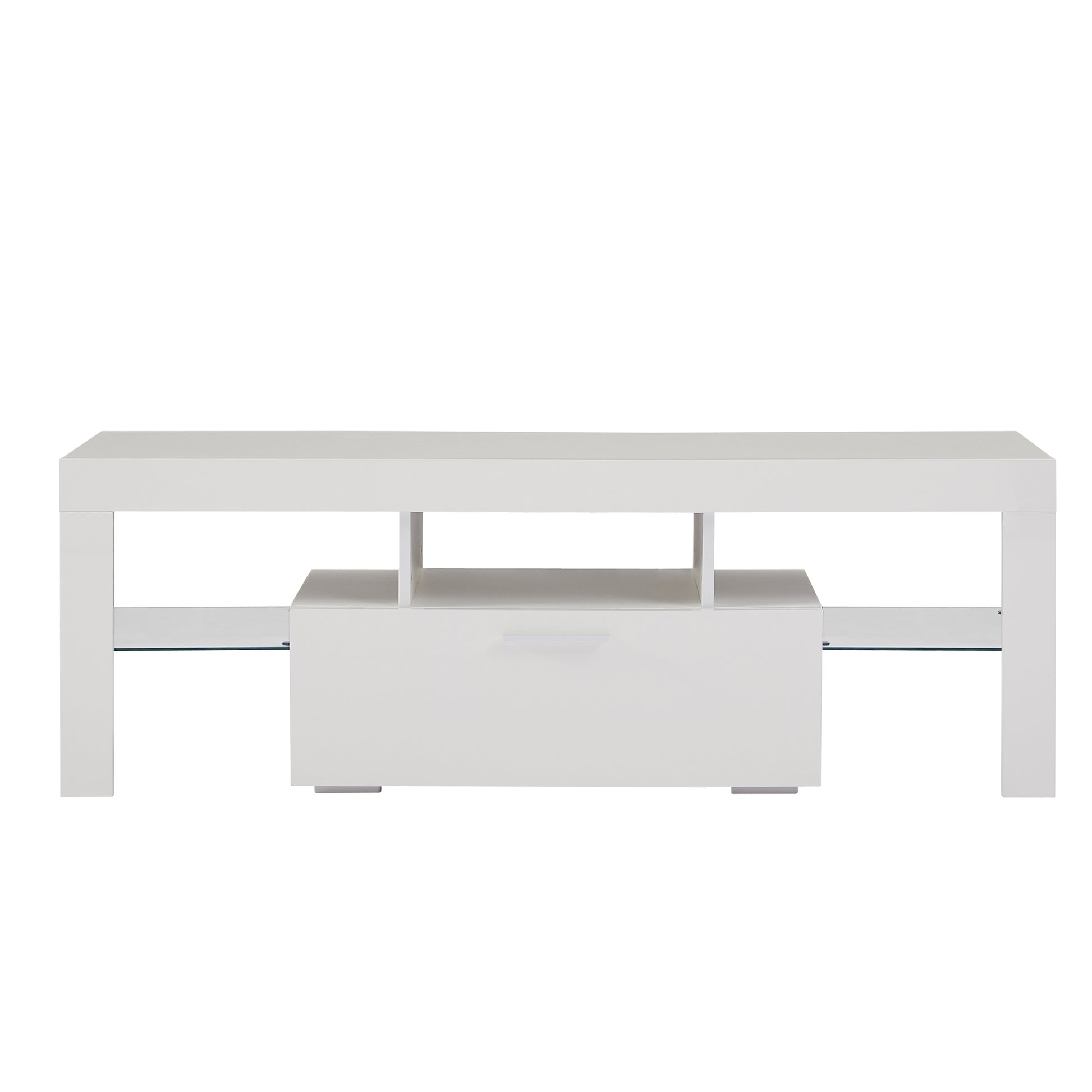 Modern TV Console Storage Media TV Organizing Cabinet Worktop- White_12