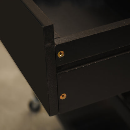 Rubber Wood Top Simple Design Mobile Kitchen Island with Two Lockable Wheels- Black_6