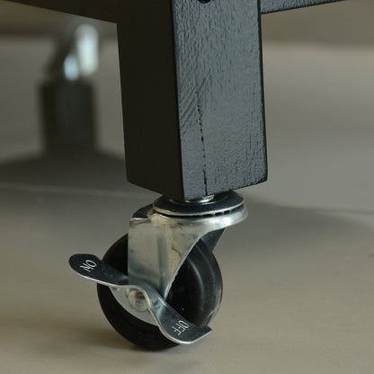 Rubber Wood Top Simple Design Mobile Kitchen Island with Two Lockable Wheels- Black_18