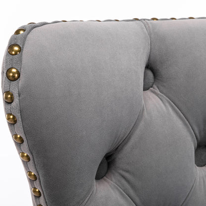 Set of 2 Modern Upholstered Tufted Velvet Armless Bar Stools with Back Rest- Grey_14