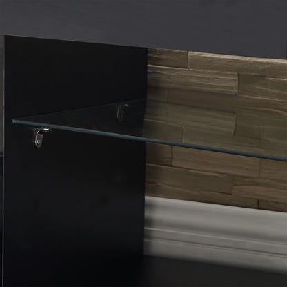 Modern TV Console Storage Media TV High Gloss Organizing Cabinet with LED Light- Black_9