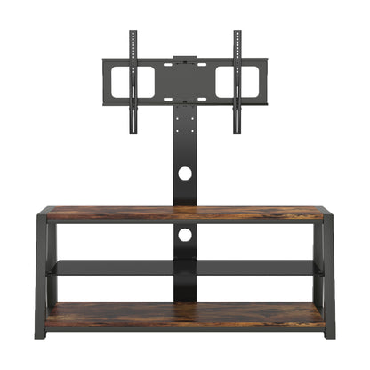 65” Floor TV Stand Swivel Console Table Wood Height Adjustable Bracket_3
