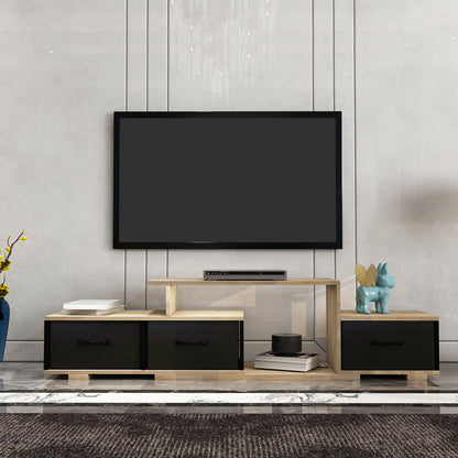 Contemporary Rustic Modern TV Stand for Entertainment Room - Black+Brown_3