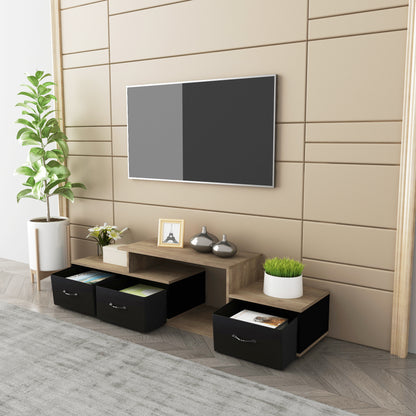 Contemporary Rustic Modern TV Stand for Entertainment Room - Black+Brown_4