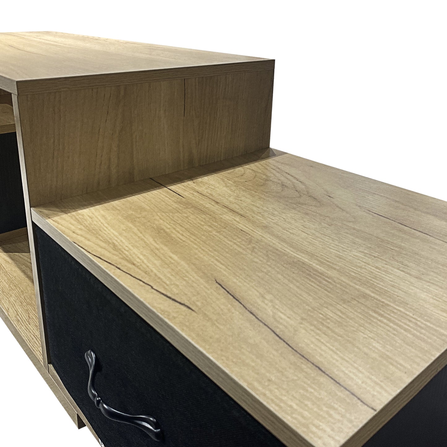 Contemporary Rustic Modern TV Stand for Entertainment Room - Black+Brown_11