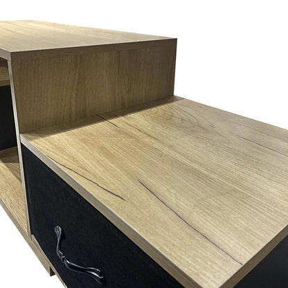 Contemporary Rustic Modern TV Stand for Entertainment Room - Black+Brown_11