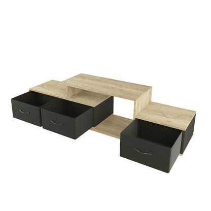 Contemporary Rustic Modern TV Stand for Entertainment Room - Black+Brown_8